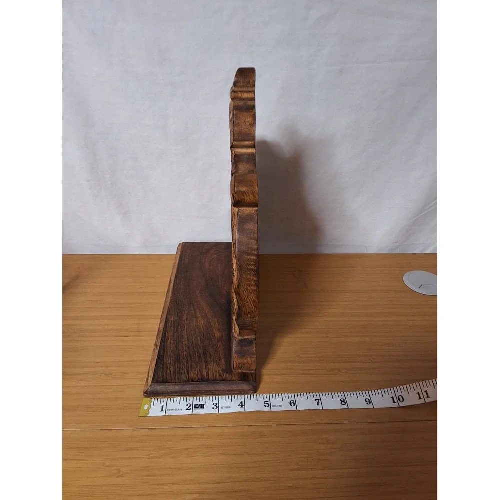 Vintage 1970s Indian Hand Carved Wood Floating Wall Shelf